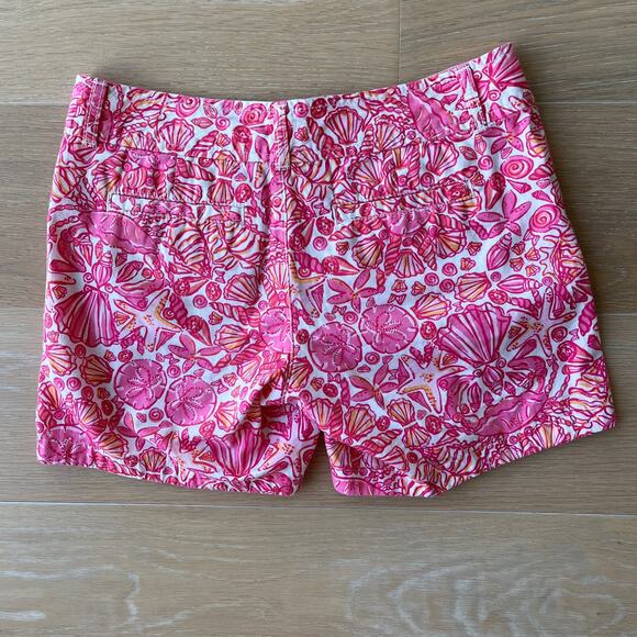 Lilly Pulitzer Callahan Shorts Sailors Valentine Mini Hotty Pink Shells Size 0 - Picture 2 of 6